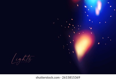 Fire and sparkles light effect with fog. Coal-fired forge. Abstract transparent light effect