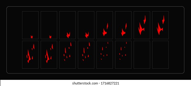 Feuer löst Animation aus. Sparks-Effekt-Sprites-Blatt für Spiele, Cartoon, Video, Animation oder Motion Design. Farbige Cartoons sprengen Animation. eps-10 Vektorillustration Illustration.