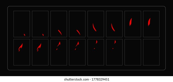 Fire sparks animation. Flame effect sprites sheet for games, video, animation or motion design. Colorful cartoon sparks animation. EPS-10 vector illustration.
