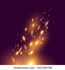 Fire sparks blowing in the wind. Vector illustration.