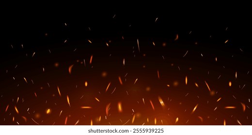 Fire sparks on dark background. Flying up floating sparks, burning fire particles with embers and bright red streaks. Realistic flame effect - Powered by Shutterstock - Get 15% off with code: PIKWIZARD15