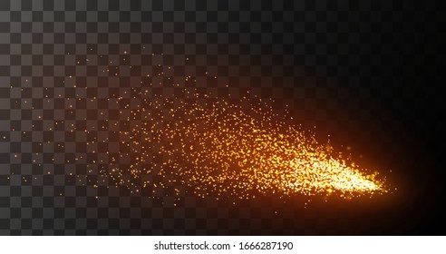 Fire sparks on transparent background. Iron cutting or metal welding.