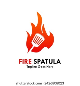 Fire spatula design logo template illustration
