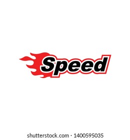 fire speed auto garage logo template. speed text with fire flame effect 