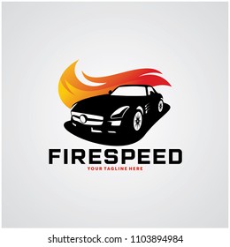 Fire Speed Car Logo Design Template