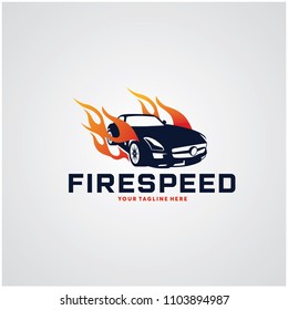 Fire Speed Car Logo Design Template