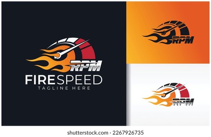 Fire and speed RPM logo vector