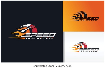 Fire and speed RPM logo vector