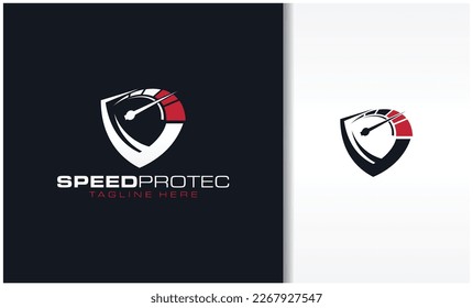 Fire speed and shield logo vector