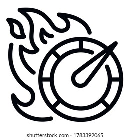 Fire speedometer icon. Outline fire speedometer vector icon for web design isolated on white background