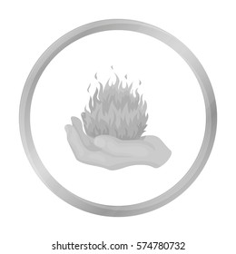 Fire spell icon in monochrome style isolated on white background. Black and white magic symbol stock vector illustration.