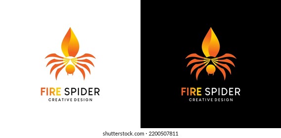 Fire spider vector illustration icon logo design