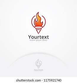 Fire spirit logo, The torch logo is a symbol of passion and struggle. Flame logo template