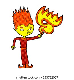 fire spirit retro comic book style cartoon