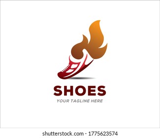 Fire spirit shoe sports logo symbol icon design illustration