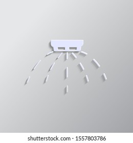 Fire splinker icon paper style. Grey color vector background