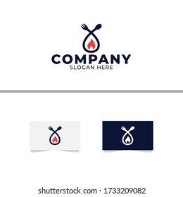 Fire Spoon and Fork Logo Design Template