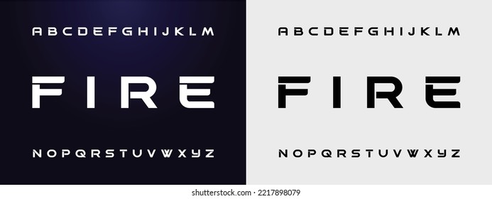 FIRE Sports minimal tech font letter set. Luxury vector typeface for company. Modern gaming fonts logo design.