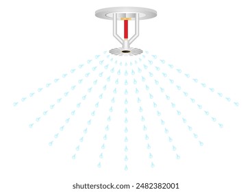 Aspersor contra incendios. Sistema de extinción automática de incendios. Ilustración vectorial. 