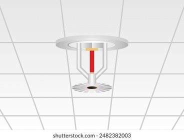 Aspersor contra incendios. Sistema de extinción automática de incendios. Ilustración vectorial. 