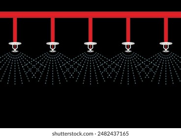 Fire Sprinkler. Automatic Fire Extinguishing System. Vector Illustration. 