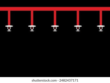 Aspersor contra incendios. Sistema de extinción automática de incendios. Ilustración vectorial. 