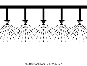 Aspersor contra incendios. Sistema de extinción automática de incendios. Ilustración vectorial. 