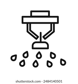 fire sprinkler icon black and white vector sign