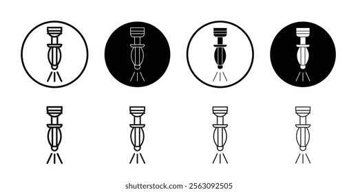 Fire sprinkler icon Flat outline fill set collection