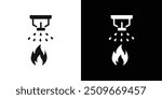 fire sprinkler icon Flat vector set outline