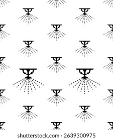 Fire Sprinkler Icon Seamless Pattern, Sprinkler Head Icon, Ceiling Water Sprinkler Head Used To Prevent Fire By Water Discharge Vector Art Illustration