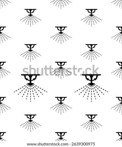 Fire Sprinkler Icon Seamless Pattern, Sprinkler Head Icon, Ceiling Water Sprinkler Head Used To Prevent Fire By Water Discharge Vector Art Illustration