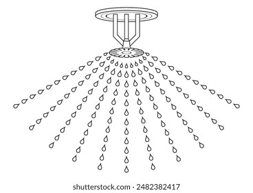 Símbolo de icono de rociador de fuego. Sistema de extinción automática de incendios. Ilustración vectorial. 