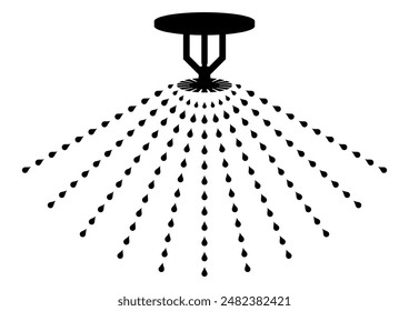 Fire Sprinkler Icon Symbol. Automatic Fire Extinguishing System. Vector Illustration. 