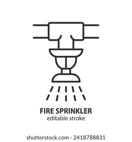 Fire sprinkler line icon. Editable stroke. Vector illustration.