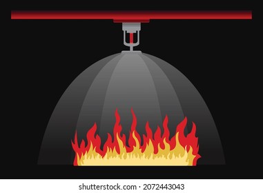 fire sprinkler and red pipeline , safety first, vector design icon