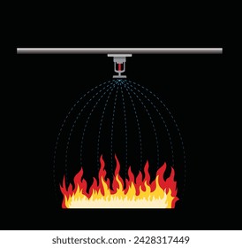 fire sprinkler, safety, Life Safety Vector Illustration