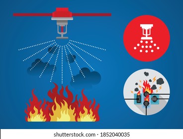 rociador de incendios, seguridad, icono de diseño de vectores