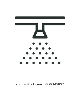 Fire sprinkler system isolated icon, ceiling water sprinkler vector icon with editable stroke