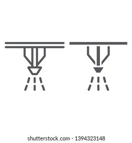 Fire sprinkler system line and glyph icon, protection and fire, fire detector sign, vector graphics, a linear pattern on a white background, eps 10.