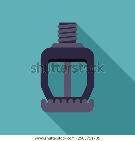Fire sprinkler system with long shadow on a blue background