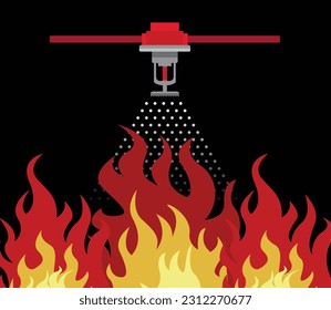 fire sprinkler system , safety first , vector illustrator