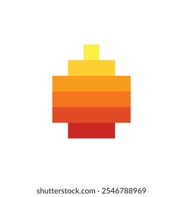Fire square pixel digital abstract with blank background