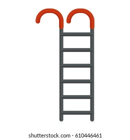 Fire stairs on white. Firefighter equipment and clothing, tools, accessories. Flat vector cartoon illustration. Objects isolated on a white background.