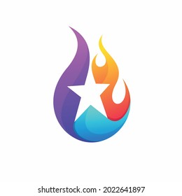 Logo de estrella de fuego con concepto de quema