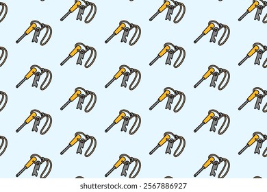 fire starter emergency survival tool colorful doodle seamless pattern on blue background. bush craft fire starter background. magnesium rod with handle wallpaper. pattern background with fire starter