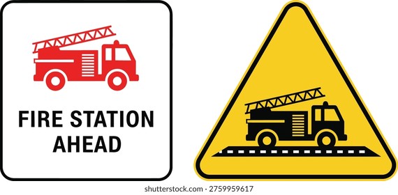 Fire station ahead road signs