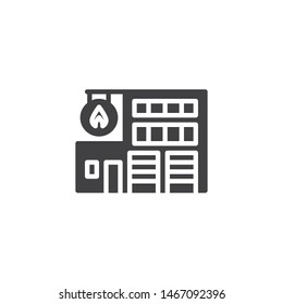 Fire station building vector icon. filled flat sign for mobile concept and web design. Fire department glyph icon. Symbol, logo illustration. Vector graphics