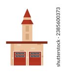 Fire Station Building Vector Illustration
