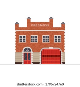 Fire station building vector illustration isolated on white background